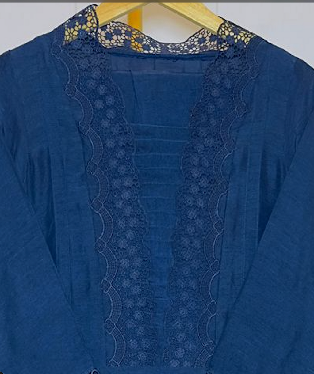 Navy Blue Embroidered Relaxed fit