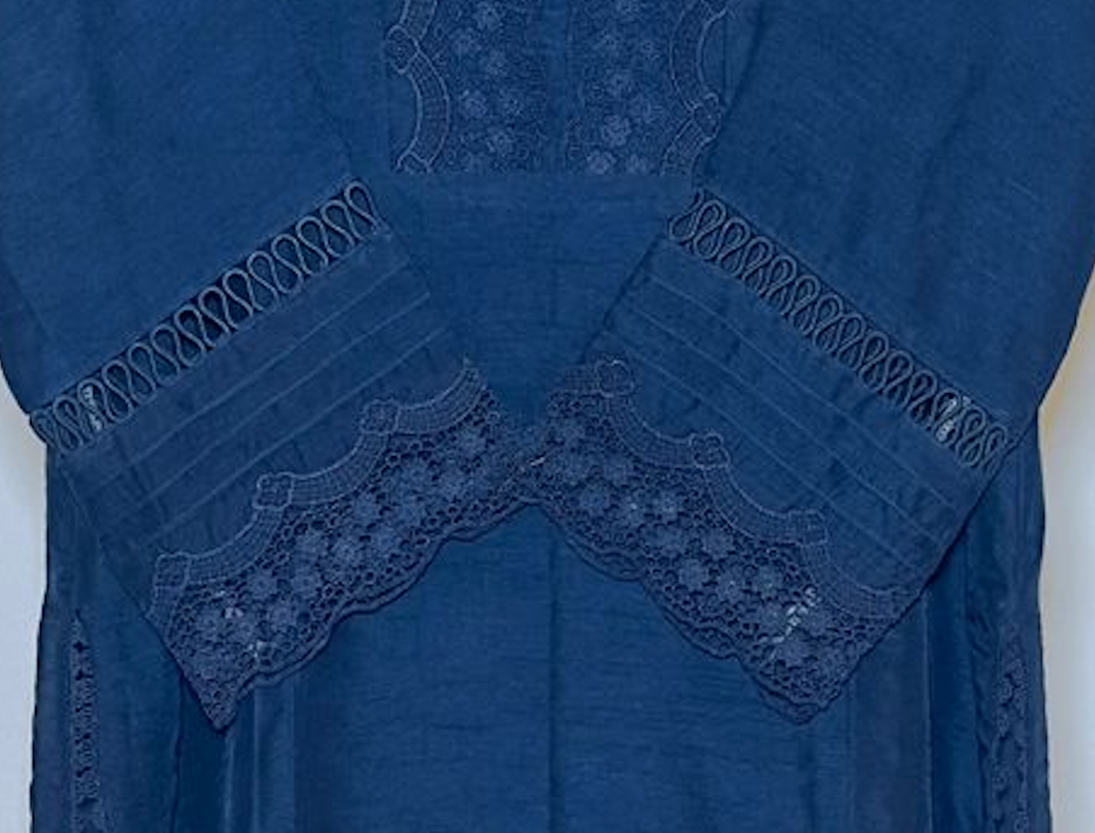 Navy Blue Embroidered Relaxed fit