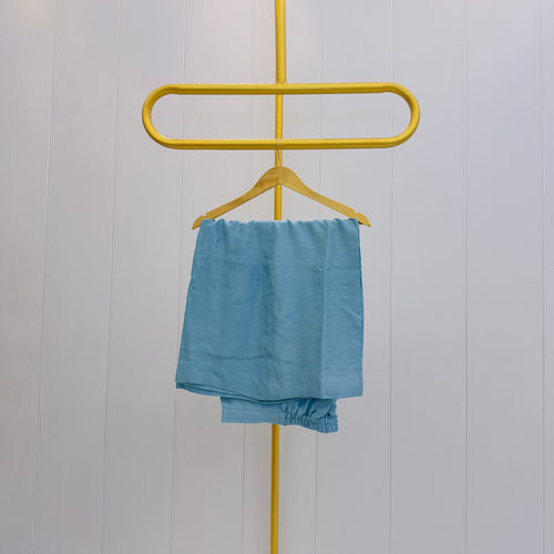 Elegant Sky Blue Embroidered Relaxed fit