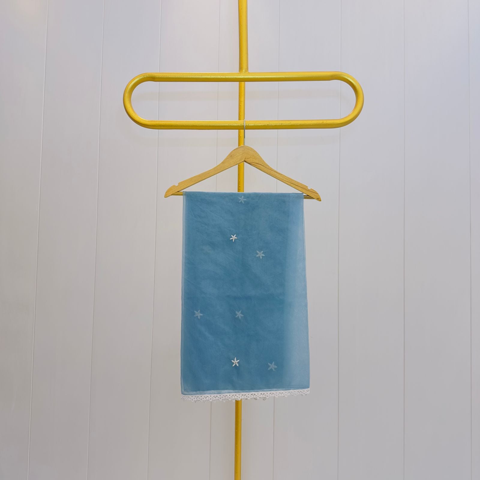 Elegant Sky Blue Embroidered Relaxed fit