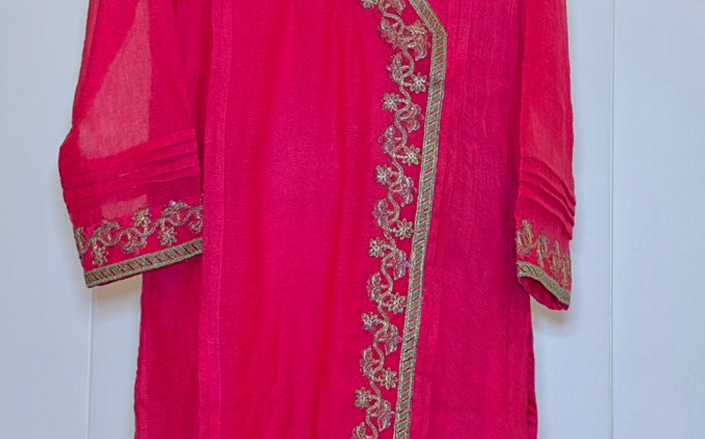 Elegant Fuchsia Pink Angrakha Style