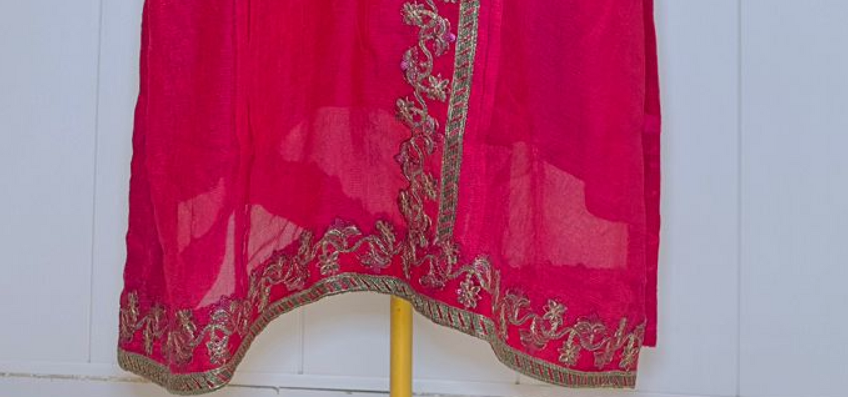 Elegant Fuchsia Pink Angrakha Style
